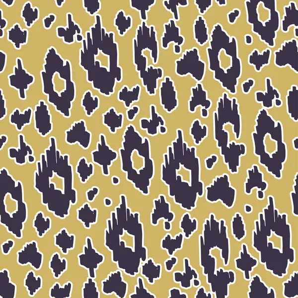 ヒョウ テクスチャの黒と金の動物のシームレス パターン — ストックベクタ