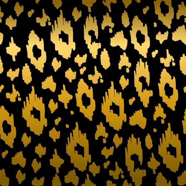 Padrão Sem Costura Animal Preto Dourado Textura Leopardo — Vetor de Stock