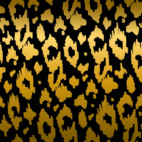 Padrão Sem Costura Animal Preto Dourado Textura Leopardo — Vetor de Stock