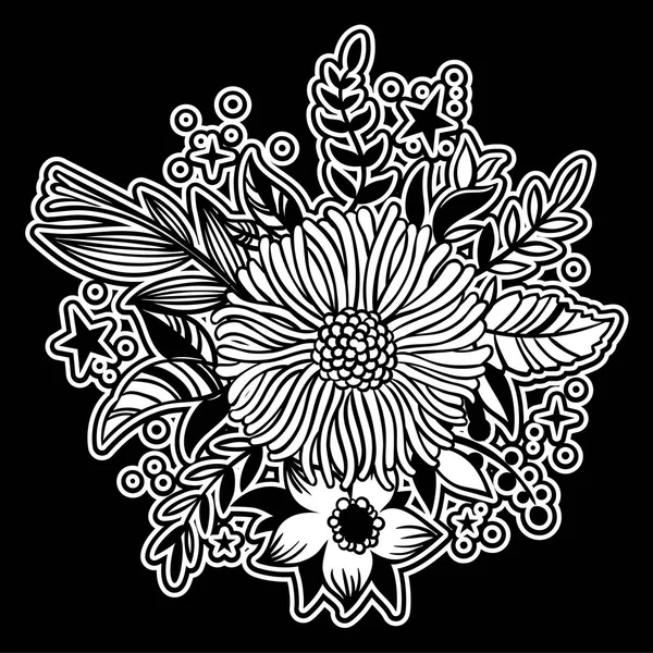 Bílé Květy Černém Pozadí Pro Pohlednice Balicí Papír Pozvánky — Stockový vektor