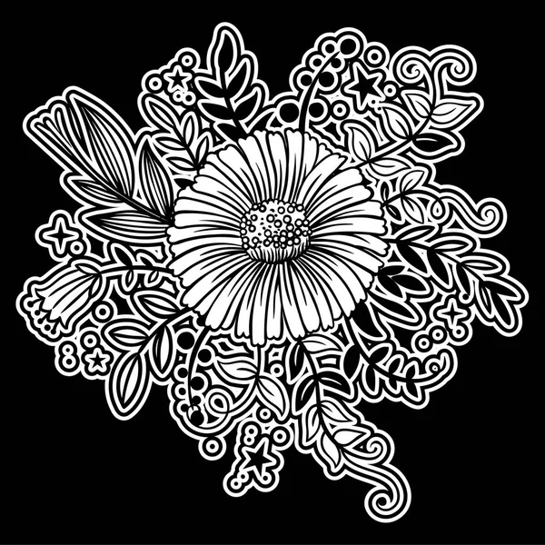 Bílé Květy Černém Pozadí Pro Pohlednice Balicí Papír Pozvánky — Stockový vektor