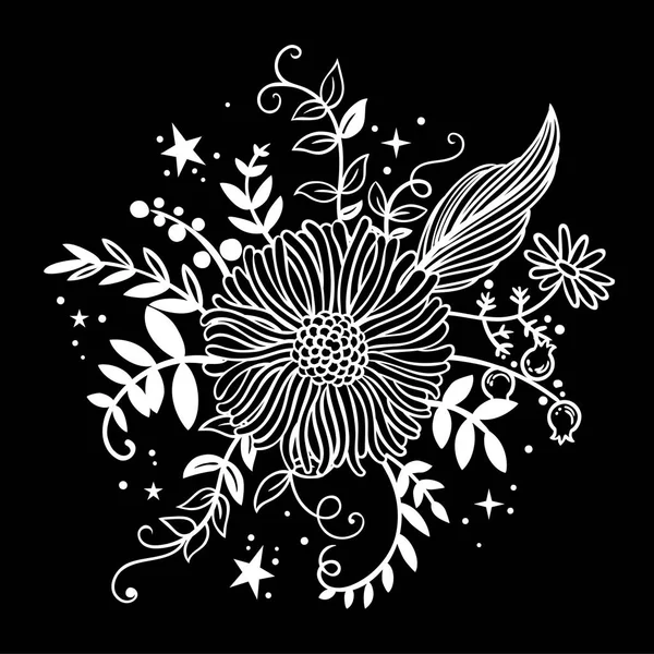 Білі Квіти Чорному Тлі Вітальних Листівок Обгорткового Паперу Запрошень — стоковий вектор