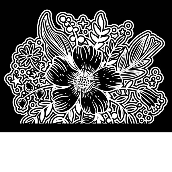 Flores Blancas Sobre Fondo Negro Para Tarjetas Felicitación Papel Regalo — Archivo Imágenes Vectoriales