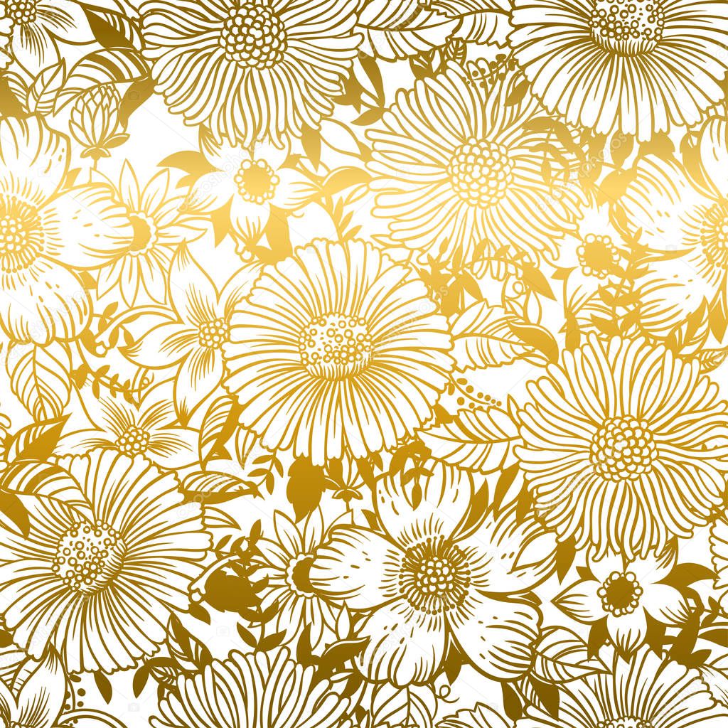 Tender golden flowers for greeting cards, wrapping paper, invitations.