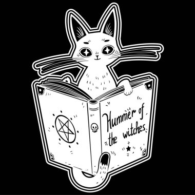 Beyaz cadı kedi kara büyü kitap okuma. Cadılar çekiç. Çekiç Maleficarum. Büyüler kitabı. 