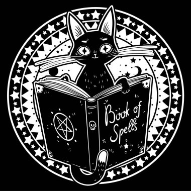 Siyah Cadılar kedi kara büyü kitap okuma. Cadılar çekiç. Çekiç Maleficarum. Büyüler kitabı. 