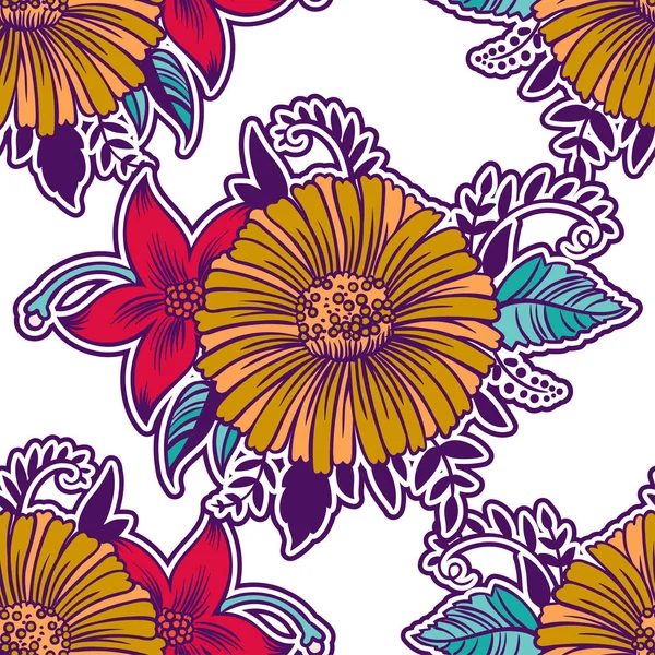 Patrón Colorido Decorativo Floral Sin Costura — Archivo Imágenes Vectoriales