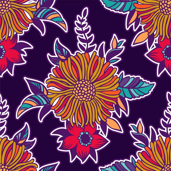 Colorato Motivo Floreale Decorativo Senza Cuciture — Vettoriale Stock
