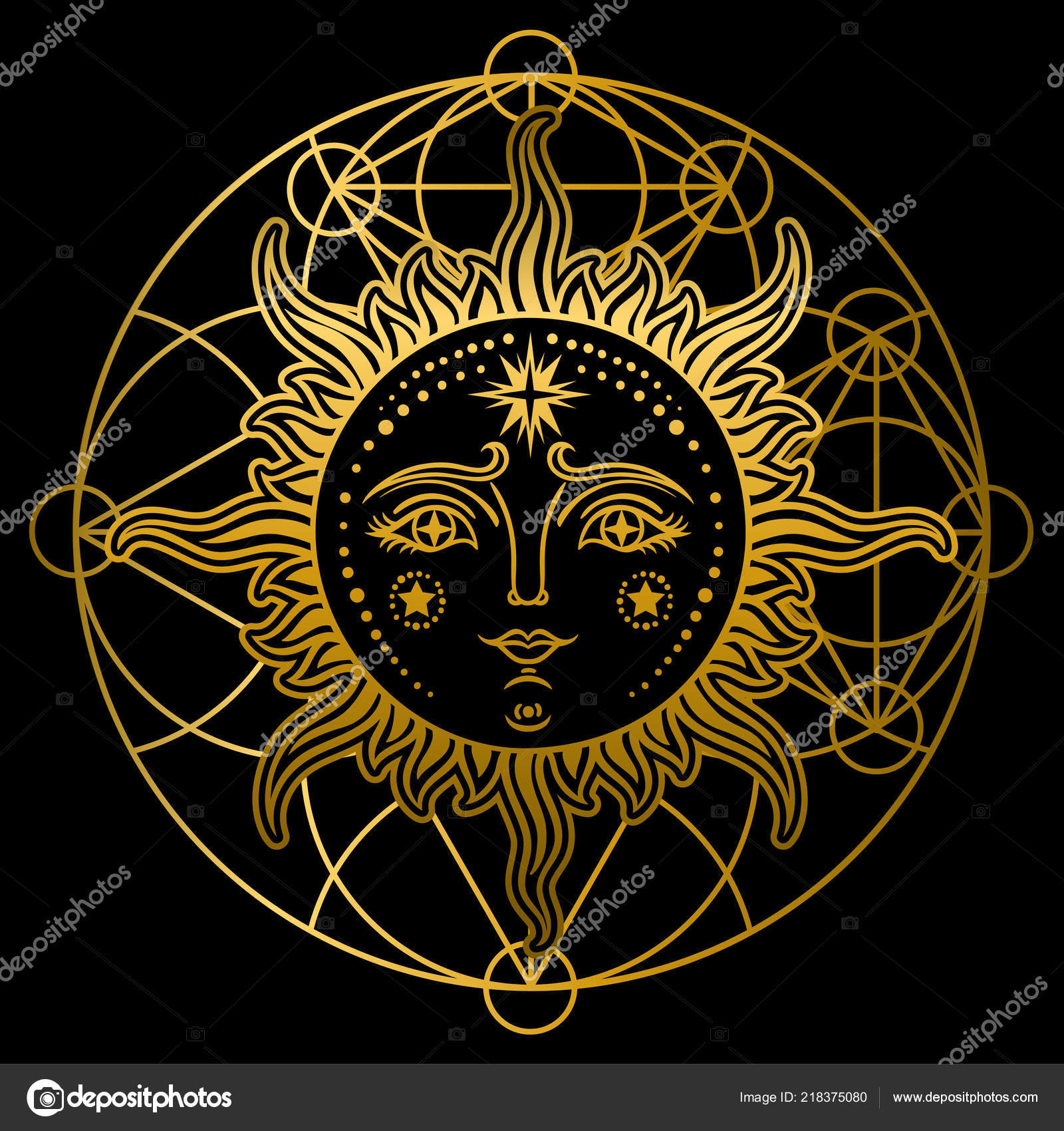Vintage Hand Drawn Sun Moon Retro Illustration Face Sun Sun Stock Vector by  ©mazeina 218375080, image size:1600x1700