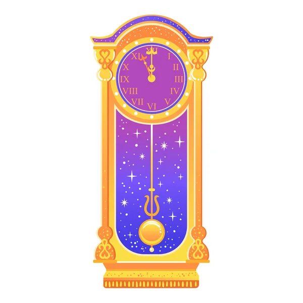 Old Big Clock Christmas Cartoon Illustration Nutcracker Story Cute Cartoon — Stock Vector