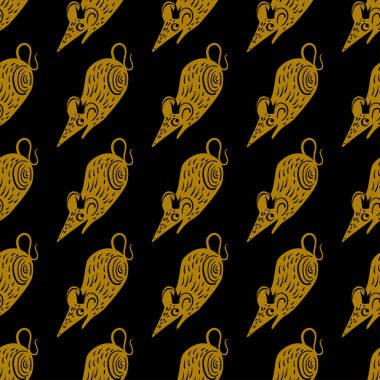 Noel sevimli fare ile seamless modeli. Vektör çizim. Retro vintage renk şık grafik tasarım. Kış Masalı Fındıkkıran ve fare kral hakkında.