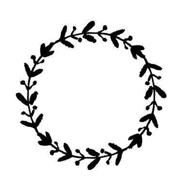 Tatil kartı çelenk ile Noel el çekilmiş. 