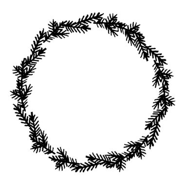 Tatil kartı çelenk ile Noel el çekilmiş. 