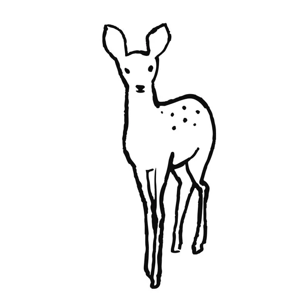 可爱的手绘动物在斯堪的纳维亚风格 简单的线条艺术 向量例证 — 图库矢量图片