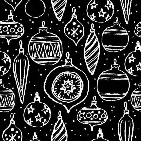 Christmas Hand Drawn Seamless Pattern Abstract Background Winter Holiday Elements — Stock Vector