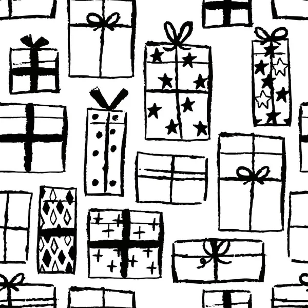 Patrón Sin Costura Dibujado Mano Navidad Fondo Abstracto Con Elementos — Vector de stock