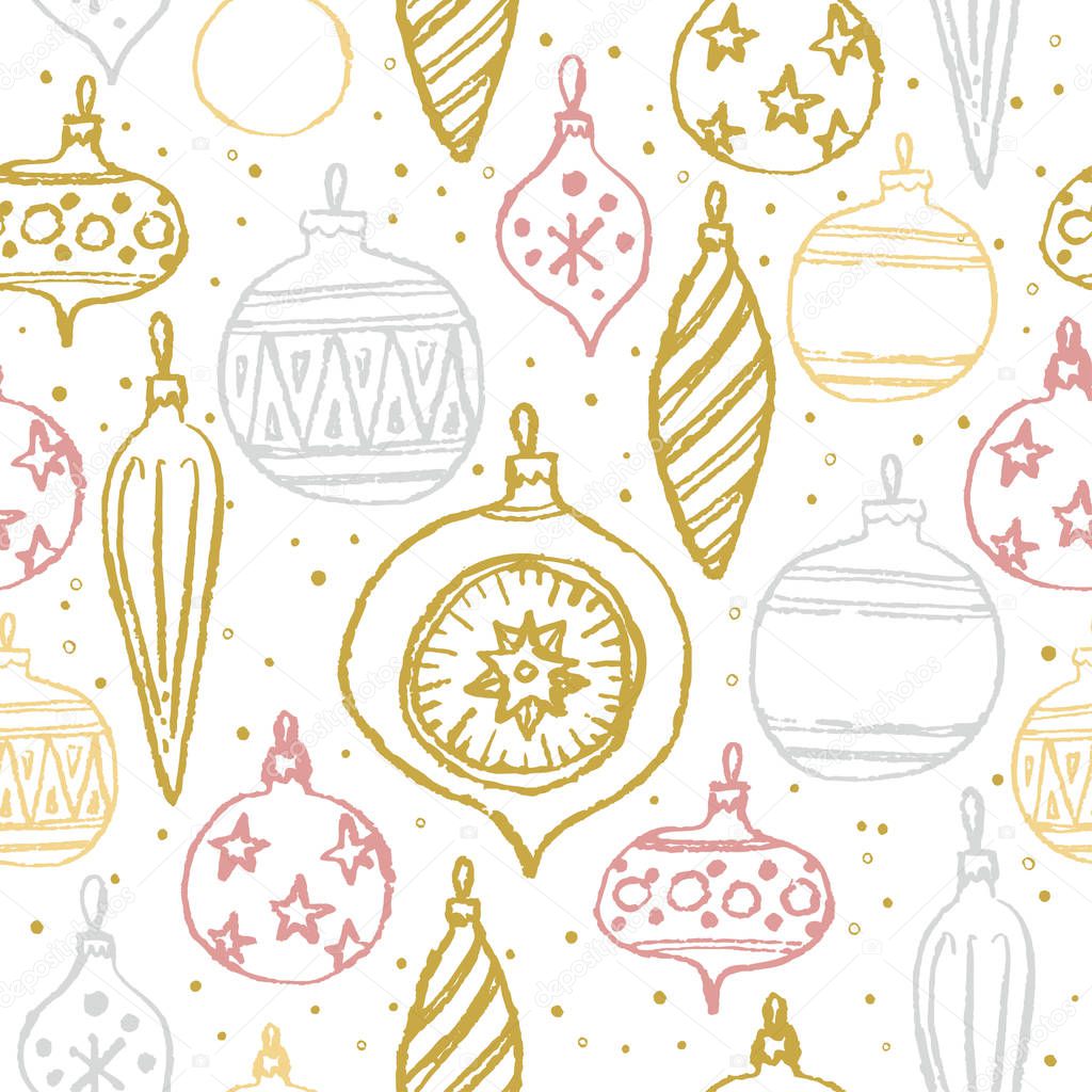 Christmas hand drawn seamless pattern. Abstract background with winter and holiday elements.