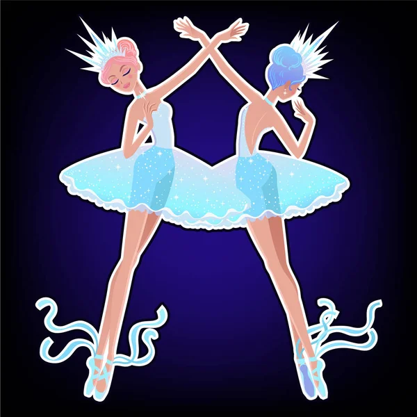 Bela Ilustração Vetorial Miúdas Bailarina Dos Flocos Neve Personagem Desenho — Vetor de Stock