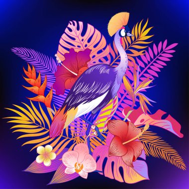 Güzel tropikal egzotik papağan kuş. Vektör çizimi.