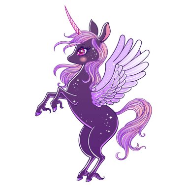 En güzel sevimli sihirli Unicorn ve peri elemanları koleksiyonu. Gün, Gece, Gökkuşağı, Işık, Karanlık, Neon, Denizkızı, Pembe Marshmallow, Zebra Tekboynuz. Yalıtılmış vektör illüstrasyonu.