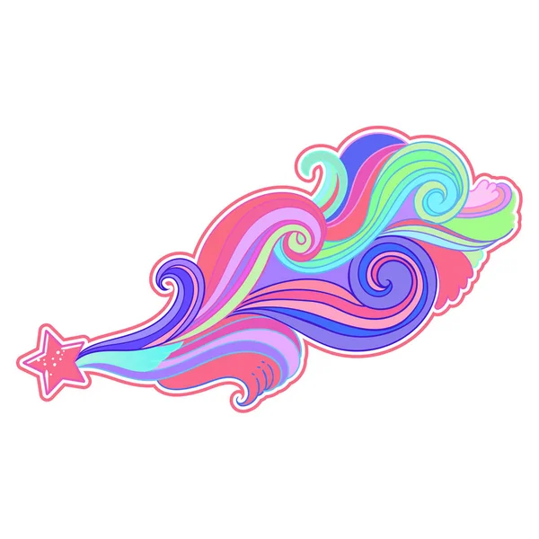 Rainbow Hulló Csillag Üstökös Meteor Felhők Álom Gyűjteménye Mágia Egyszarvú — Stock Vector