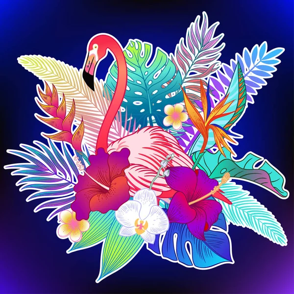 Hermoso Pájaro Loro Tropical Exótico Ilustración Vectorial — Vector de stock