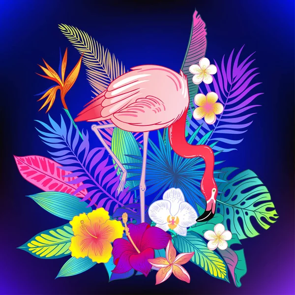 Beautiful Tropical Exotic Parrot Bird Vector Illustration — Stock Vector