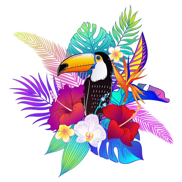 Bellissimo Uccello Tropicale Esotico Pappagallo Illustrazione Vettoriale — Vettoriale Stock