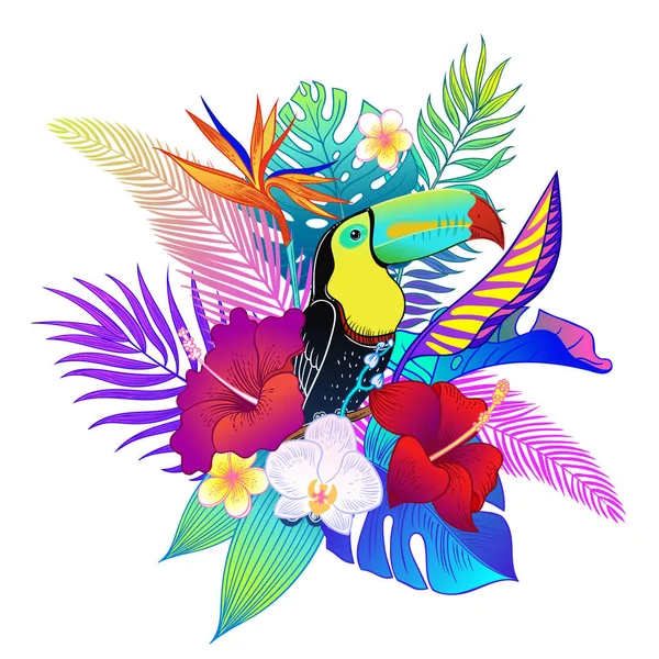 Beautiful Tropical Exotic Parrot Bird Vector Illustration — Stock Vector