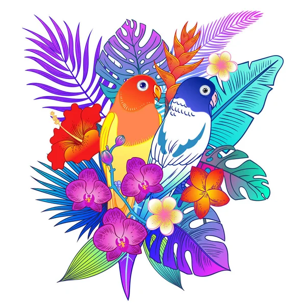 Gyönyörű Trópusi Egzotikus Papagáj Madár Vektoros Illusztráció — Stock Vector