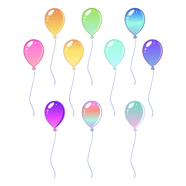 Rainbow Elements Magic Balloons Isolated Vector Illustration — Stock Vector