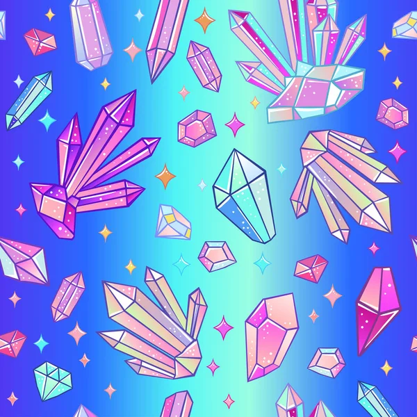 Regenboog Kristallen Edelstenen Stenen Voor Droom Collectie Van Magie Eenhoorn — Stockvector