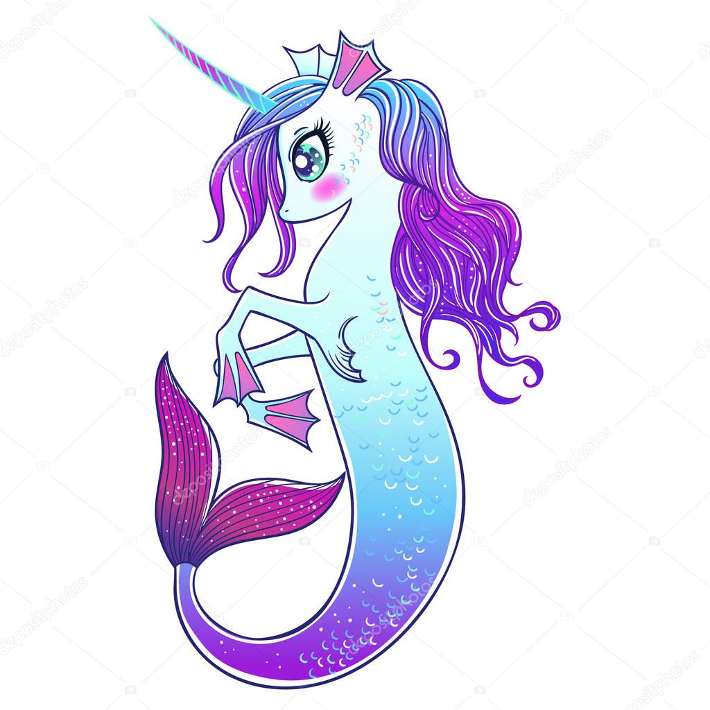 The most beautiful cute magic Unicorn and fairy elements collection.  The Day, Night, Rainbow, Light, Dark, Neon, Mermaid, Pink Marshmallow, Zebra Unicorn.  Isolated vector illustration.