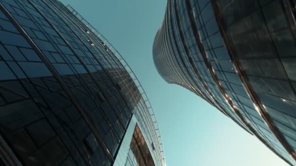 Pov Ansicht Von Gebäuden Der Skyline Der Stadt Modernes Geschäftsviertel — Stockvideo