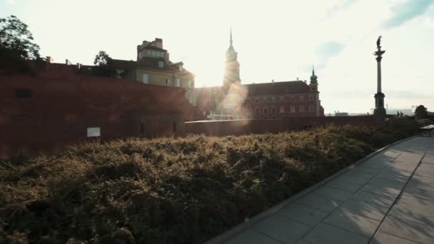 Warsaw Poland July 2019 Royal Castle Old Town Sunny Morning — Stock Video