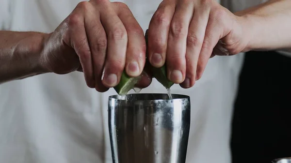 Alkollü kokteyl yapıyorum. Barmen bıçaklara dilimlenmiş limon kusar.
