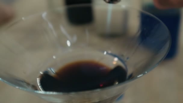 Barman Steekt Cocktail Brand Verbrandt Kaneel Alcohol — Stockvideo