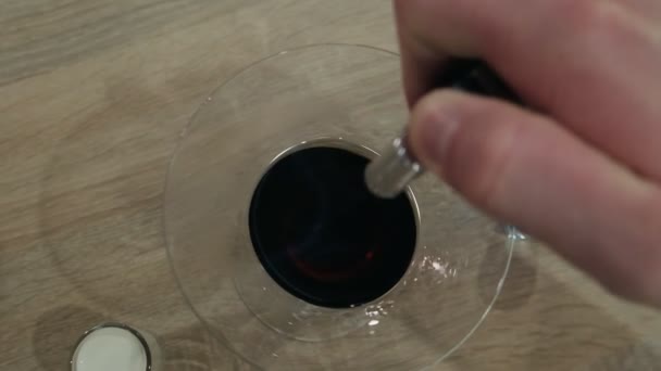 Cantinero Prende Fuego Cóctel Quemando Canela Bebida Alcohólica Vista Superior — Vídeo de stock