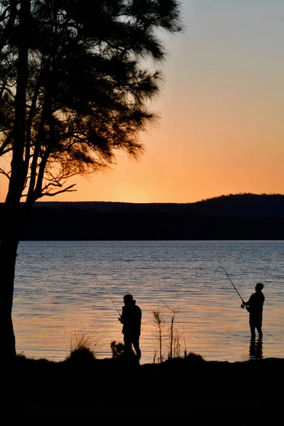 Hommes Pêchant Dans Bassin Georges Sur Côte Sud Nouvelle Galles — Photo
