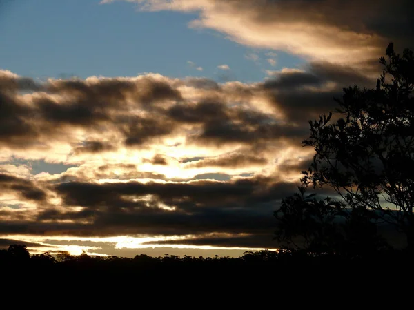 Uma Vista Pôr Sol Katoomba Nas Montanhas Azuis Oeste Sydney — Fotografia de Stock