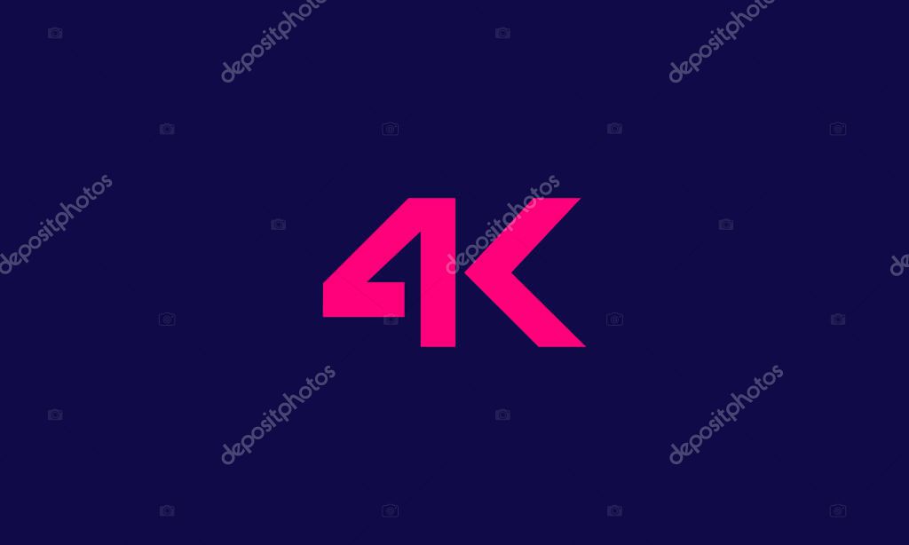 4k icon , letter 4k logo . abstract 4k logo design with clean and modern popular style. vector illustration eps10