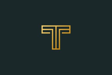 T harfi logo tasarımı. Çizgi sanatı ya da tek harfli T logosu. Vektör illüstrasyon eps10