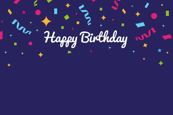 Happy Birthday Banner Birthday Party Background Design Confetti Dark Blue — Stock Photo, Image