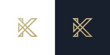 K Harfi Logosu konsepti. Yaratıcı Minimal amblem tasarım şablonu. Evrensel zarif bir ikon. Birinci sınıf finans logosu. Şirket İş Kimliği için Grafik Alfabe Sembolü. Vektör İllüstrasyon Elemanı