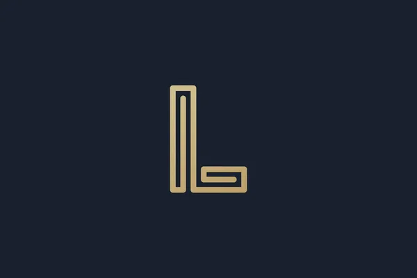 Lettera Logo Gold Geometric Font Design Vector Template Stile Lineare — Vettoriale Stock