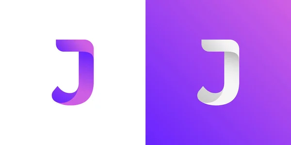 要旨現代的な誇大宣伝紫色のグラデーションカラートレンドを用いたモダンなJロゴデザイン ベクターイラストEps10 — ストックベクタ