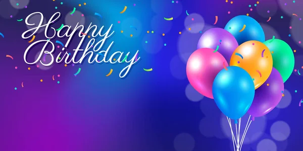 Design Feriado Feliz Aniversário Para Cartões Felicitações Balões Confetes Modelo —  Vetores de Stock