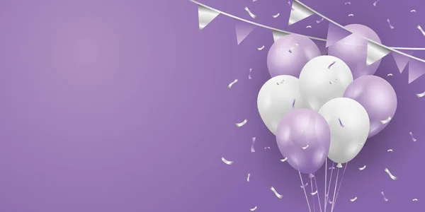 Happy Birthday . banner or greeting card background for birthday celebration . purple and white color concept . vector illustration eps10