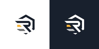 Premium monogram R harfi baş harfleri logoti. Altıgen vektör logosu üzerindeki zarif R harfi. Vektör illüstrasyon eps10