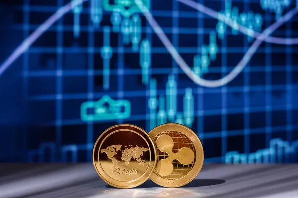 Ripple Xrp Crypto Coins Dengan Cryptocurrency Financial Charts Dan Graphs Stok Gambar